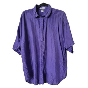 Express Vintage Silk Women's Purple Button Down Shirt Size Large